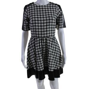 Ellelauri Womens Back Zip Short Sleeve Fit To Flare Dress White Medium